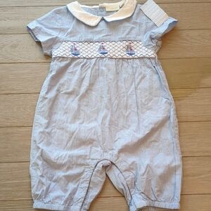 NWT JoJo Maman Bébé Blue and White Baby Romper